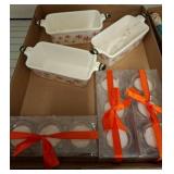 Ceramic Snowman Dishes & Candy Cane Votive Set