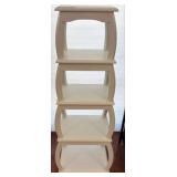 White Wooden Five-Tier Curved Shelf Unit