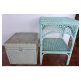 Light Blue Woven Table and Storage Chest Set