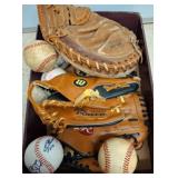 Baseball Gloves and Assorted Baseballs Lot