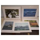 Five Signed Landscape Art Prints in Mats