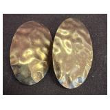14K Gold Plum Hammered Oval Earrings