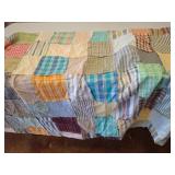 Patchwork Quilt Top with Multicolor Fabric Squares