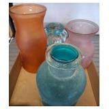 Four Frosted Glass Vases
