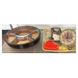 Ceramic Lazy Susan With Miscellaneous Decor Items
