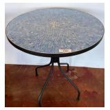 Round Mosaic Tile Top Table with Metal Base