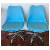 Blue Plastic Office Chairs on Casters