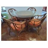 Glass-Top Table with 4 Rattan Chairs, 48x30