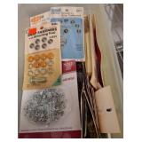 Sewing Notions in Plastic Container