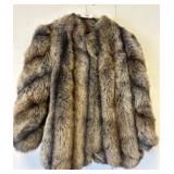 Brown Fur Coat with Red Patterned Lining