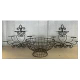 Wire Candle Holders and Basket Set