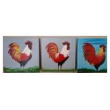 Three 'Rooster' Paintings by Dudek