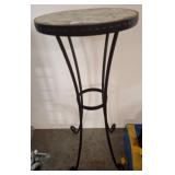 Round Tile-Top Metal Accent Table, 13x30