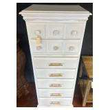 White Tall Dresser by Homestead with Gold Handles