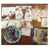Sports Collectibles Including Plate, Photos, and F