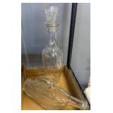 Cut Glass Decanter and Ship-Shaped Glass Bottle