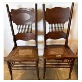 Wood Chairs with Woven Cane Seats