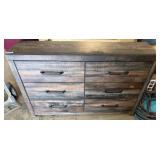 **Rustic Six-Drawer Wooden Dresser