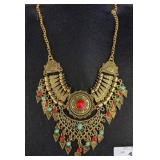 Gold-Tone Necklace With Colorful Accents