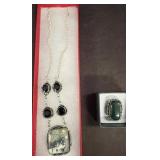 Silver Jewelry Set With Stone Accents