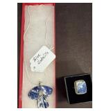 Sterling Silver Sodalite Pendant Necklace & Ring