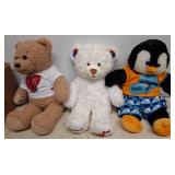 3 Plush Toys: Teddy Bears and Penguin