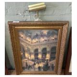 Framed Art Print with Brass Accent Lamp, 26x33