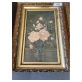 Floral Artwork in Ornate Gold Frame, 13x20