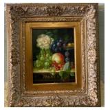 Framed Still Life Oil Painting with Ornate Frame
