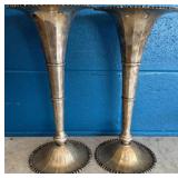 15-Inch Silver-Plated Trumpet Vases