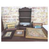 Wooden Spoonholder and Framed Art Lot