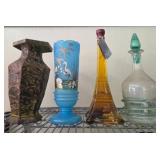 Four Decorative Glass and Metal Items