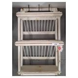 White Wooden Plate Rack With Metal Accents