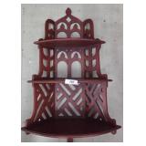 Wooden Corner Wall Shelf, Cutout Design, 22x36