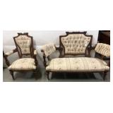 Floral Harp-Back Loveseat with Matching Armchair