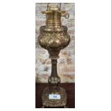 Vintage Brass Oil Lamp Base, Ornate Design, 22in
