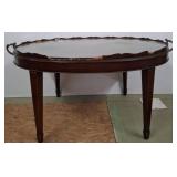 Oval Mahogany Tray Table with Brass Handles