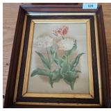 Framed Floral Print with Gilt Accents, 16x18