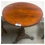 Round Wood-Top Table With Cast Iron Base