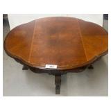 Carved Wood Coffee Table with Scalloped Top