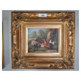 Framed Painting of Chickens by V. Winston, 21x19