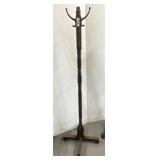 Wooden Coat Rack with Iron Hooks, 65ï¿½ Tall
