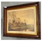 Framed Pastoral Landscape Print, 35x30