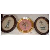 Three Framed Needlepoint Pictures, 12in