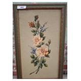Framed Floral Needlepoint Artwork, 16x27