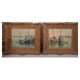 Nautical Oil Paintings in Ornate Frames
