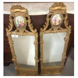 Giltwood Mirrors with Painted Inlays