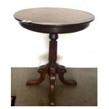 Round Wooden Pedestal Table with Tripod Base