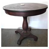 Round Mahogany Pedestal Table, 28x29 Inches