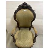 Victorian-Style Wood Armchair With Upholstery